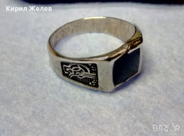 ЕМАЙЛИРАН ТУРСКИ РЕТРО СТИЛ ПРЪСТЕН от БЛАГОРОДНА НЕРЪЖДАЕМА СТОМАНА със СУЛТАНСКА ТУГРА 34834, снимка 6 - Пръстени - 49345051