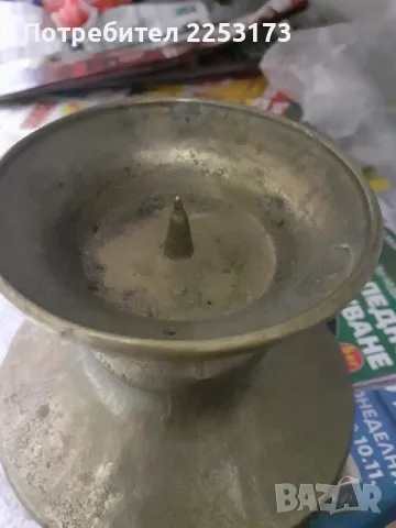 Масивен свещник бронз, снимка 2 - Декорация за дома - 33387978