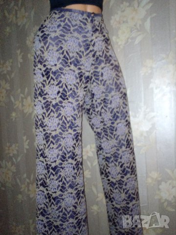 Дантелен панталон с подплата и широк крачол- Л, ХЛ, снимка 7 - Панталони - 35374396