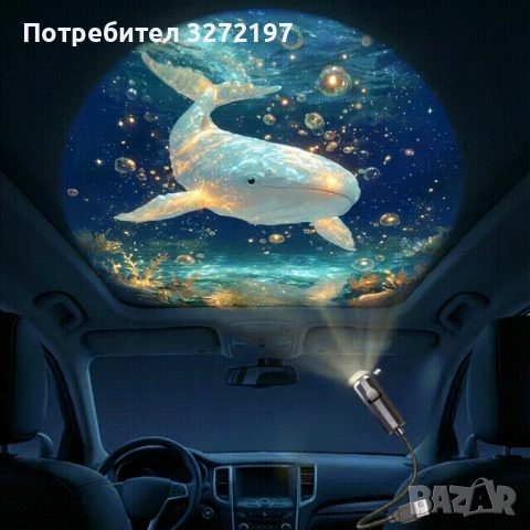 Преносим USB проектор за морски живот с нощна светлина - LED със 4 сменяеми слайдове , снимка 3 - Прожектори - 54165684