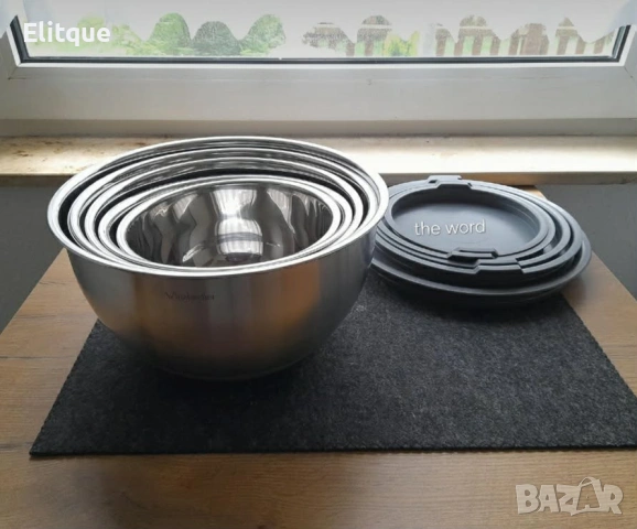 Комплект купи от неръждаема стомана 18/10 с капаци – 10 части, матово покритие