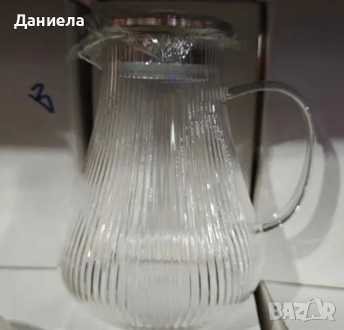 Луксозна стъклена кана с метален капак, снимка 3 - Други стоки за дома - 48580962