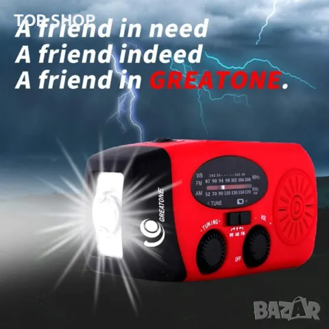 Аварийно метеорологично радио, ръчна манивела със самозахранване, снимка 3 - Радиокасетофони, транзистори - 48785755