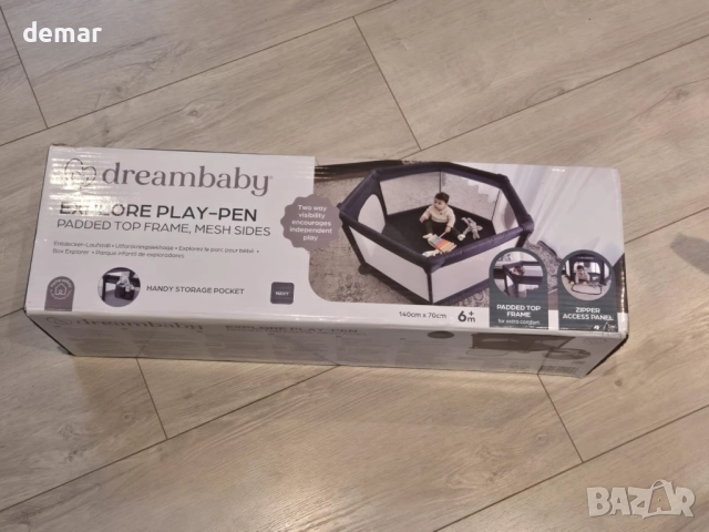 Dreambaby Голяма кошара за игра Explore Deluxe, 140х140 см, тъмносиня, снимка 8 - Кошарки - 52672209