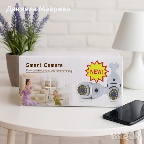 WiFi двойна IP камера за фасунга – Full HD 1080P, 355° въртене, нощно виждане и двупосочно аудио, снимка 3 - IP камери - 53373866