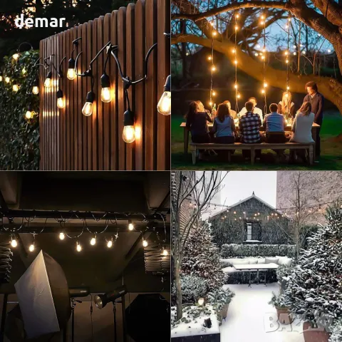 Стрингови светлини Meidaoduo 15M, IP65, 15+1 крушки, 3 м захранващ кабел, 2700К S14, снимка 5 - Лед осветление - 47312453