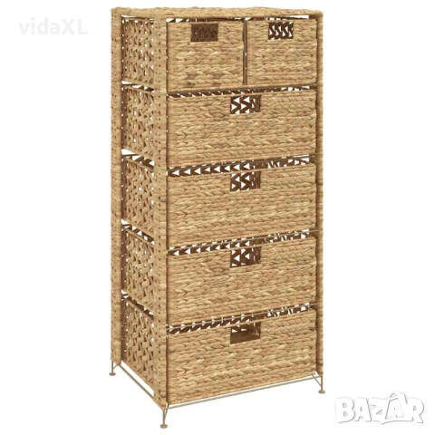 vidaXL Скрин с 6 чекмеджета-кошници, 47x37x100 см, воден хиацинт(SKU:245493)