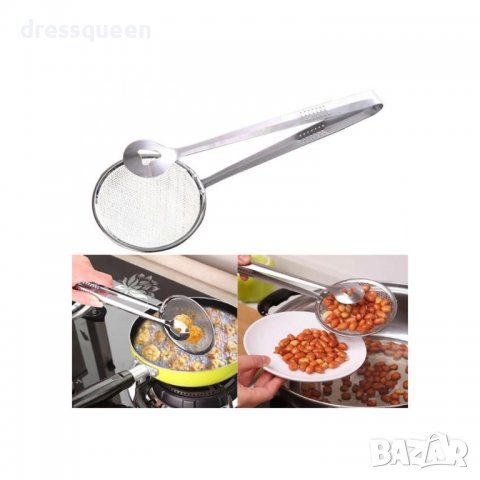 1811 Щипка с цедка за пържене и отцеждане, снимка 2 - Прибори за хранене, готвене и сервиране - 37268192