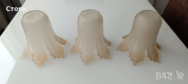 Стъклени Чашки за Полилей 3броя, снимка 2 - Полилеи - 39077088