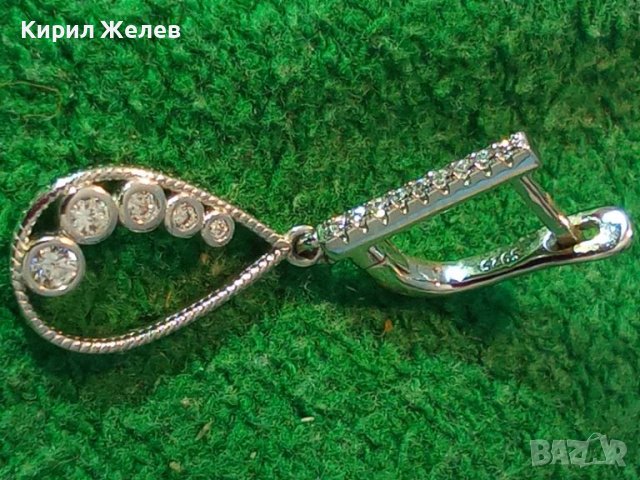 ВЕЛИКОЛЕПНА СРЕБЪРНА ОБЕЦА РОДИРАНО СРЕБРО 925 с ИСКРЯЩИ ФАСЕТИРАНИ ЦИРКОНИ 43291, снимка 2 - Обеци - 45892835