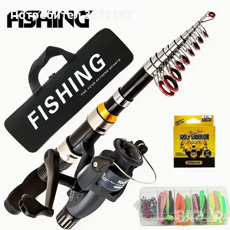 Комплект телескопична въдица 2,3 м, с макара,влакно,кутия с аксесоари+калъф , снимка 7 - Въдици - 49242435