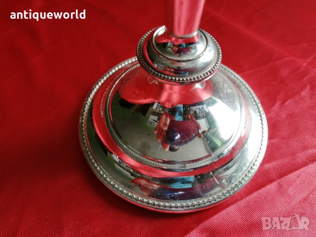 Стар ПОСРЕБРЕН Свещник, снимка 2 - Антикварни и старинни предмети - 29593100