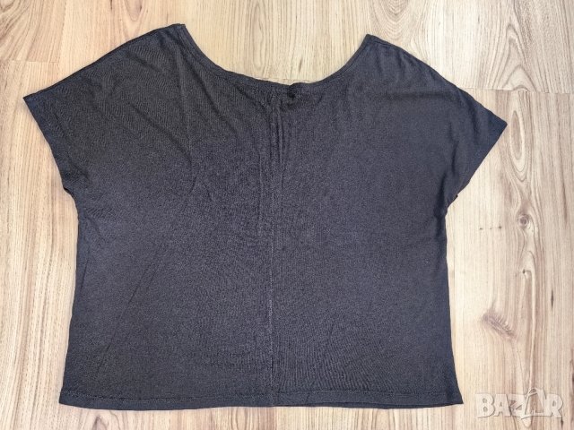 Дамска тениска BERSHKA, size S, свободен модел, тъмно сива, много запазена, снимка 2 - Тениски - 29007557