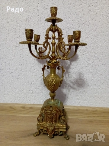 Комплект от два големи масивни бронзови свещника - свещник, снимка 2 - Антикварни и старинни предмети - 52823800