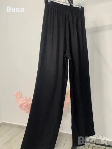 Черен сатенен панталон размер S, снимка 11 - Панталони - 49456502