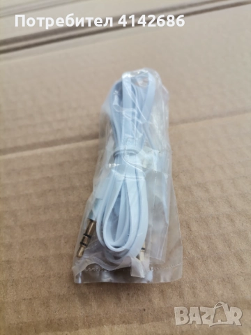 Плосък аудио AUX кабел с 2 x 3,5 мм жак конектори, бял, снимка 2 - Други - 52855957