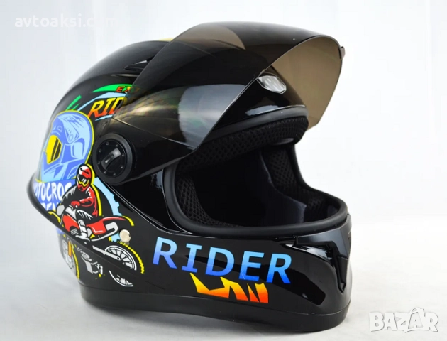 Детска каска Мотор/Мотопед/Вело/Скутер/Атв Шлем 3-ри цвята, снимка 5 - Аксесоари и консумативи - 52431155