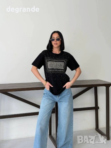 🎀Дамска Тениска Prada с камъчета, снимка 5 - Тениски - 53956555