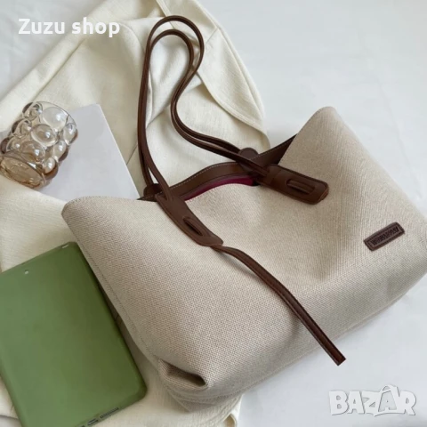 Дамска голяма чанта в два цвята - кафява и черна, снимка 2 - Чанти - 51084628