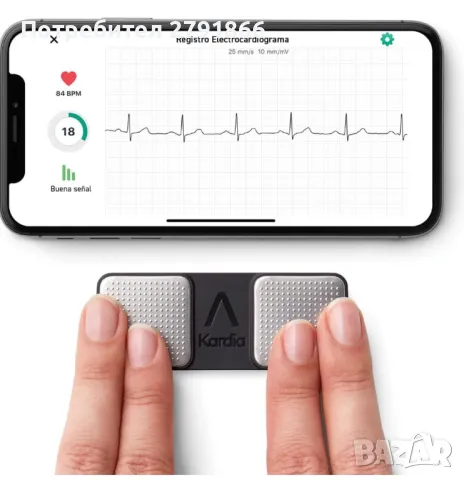 KardiaMobile Персонален ЕКГ монитор с 1 отвеждане – Запис у дома – Открива AFib и нередовни аритмии , снимка 1 - Други - 48249627