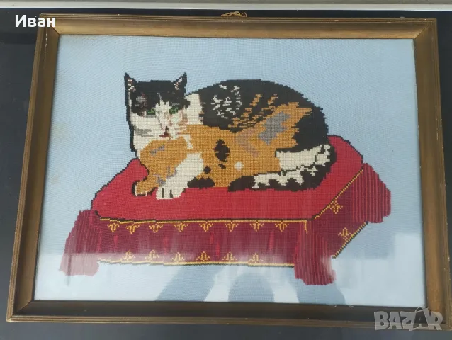 Ръчно изработен гоблен котка , снимка 9 - Гоблени - 48932866
