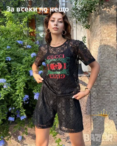 Gucci Дамски Летен Комплект 👚🩳Дамски Къс Екип Гучи - 2 Налични Цвята Код E145, снимка 9 - Комплекти - 50235064