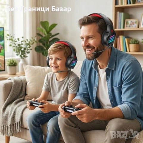 Нови Геймърски слушалки с микрофон за PC PS4 PS5 Xbox Switch 3.5мм жак червени, снимка 7 - Слушалки и портативни колонки - 54208239