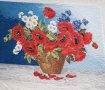 Ръчен гоблен "Ваза с полски цветя", снимка 1 - Гоблени - 40637716