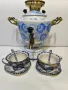 Гжель самовар и двоен сет за чай, снимка 1