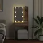 vidaXL Тоалетка с LED, дъб артизан, 60x40x140 см, снимка 5