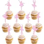 10 бр балерина балет танц розови топери за мъфини кексчета парти декор, снимка 2