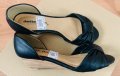 Обувки нови, черни, кожа, с етикет,№ 38, стелка 24 см, платформа-отзад 4 см, снимка 1 - Дамски обувки на ток - 42629219