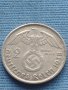 Сребърна монета 2 райхсмарки 1938г. Нацистка Германия със СВАСТИКА 39637, снимка 3
