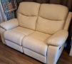 Кожен двуместен диван с лежанка. Реклайнер Дрим, двойка /с ръчен механизм/ бежов. , снимка 7