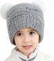 Нова весела топла мека плетена шапка за деца 1-5 години Сива