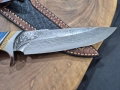 Ръчно изработен ловен нож дамаска стомана с кожена кания LN432, снимка 6