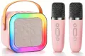 Безжична Bluetooth Караоке тонколонка с два микрофона - RGB LED светлини, снимка 1