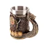 Викингска чаша Valhalla – релефен викинг, метална вложка, 15x17 см, снимка 2