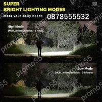 Акумулаторен Led Фенер DAT Model: AT-398 PRO T6 Мощен Прожектор, снимка 8 - Екипировка - 42299725