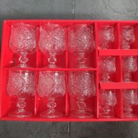 Нови! Комплект кристални чаши за вино и уиски или ракия, снимка 3 - Сервизи - 31866841