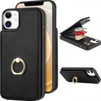 Нов кожен Калъф Кейс Гръб за защита телефон iPhone 11 със стойка пръстен Айфон, снимка 2 - Калъфи, кейсове - 39764654