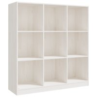 Библиотека/разделител за стая, бяла, 104x33,5x110 см, бор масив, снимка 2 - Етажерки - 40351719