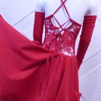 Детска рокля за спортни танци в червен цвят и гол гръб, снимка 8 - Детски рокли и поли - 42805133