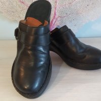 Черни кожени чехли – танк платформа, № 40,5, снимка 1 - Дамски ежедневни обувки - 38445259