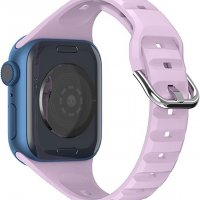 Нова силиконова лилава Каишка за часовник Apple Watch 42 / 44 / 45 мм, снимка 5 - Каишки за часовници - 38548694