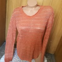 Оранжева прозрачна блуза плетиво Л, снимка 1 - Блузи с дълъг ръкав и пуловери - 35052559