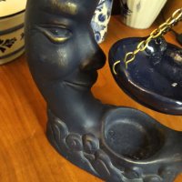 НАМАЛЕН Арт Нуво рядък керамичен свещник , снимка 3 - Антикварни и старинни предмети - 30925316
