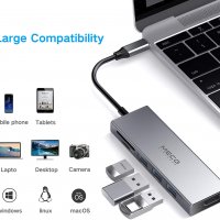 ПРОМО! 6 в 1 USB C Hub - хъб 3 х USB 3.0 + 4K HDMI + четец на карти, снимка 2 - Друга електроника - 31101398