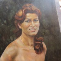 Картина масло върху платно Портрет Жена подписана , снимка 2 - Картини - 32079510