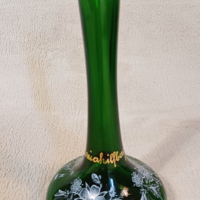 Стара зелена стъклена ваза Maria Hilfberg, снимка 3 - Антикварни и старинни предмети - 44777511